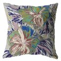 Homeroots 16 in. Lilac Green & Muted Purple Hibiscus Indoor & Outdoor Zippered Throw Pillow 412857
